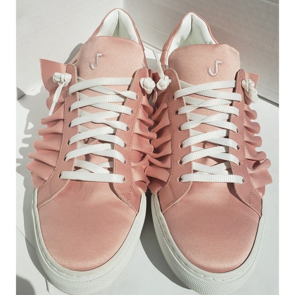Joshua Sanders Womens Satin Pink Barbie Ruffled Sneakers EU 41 US 10 NY/Italy - Picture 3 of 13